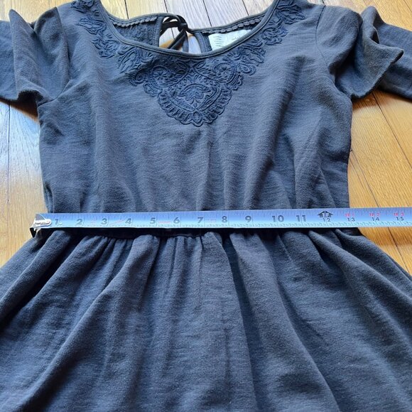 Anthropologie Saturday Sunday Size S Gray Ellie Long Sleeve Embroidered Dress - Picture 11 of 16